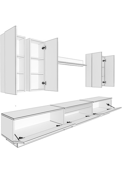 Trendstyle 8ds Mdf Tv Ünitesi Tv Sehpası Pera Siyah Mermer