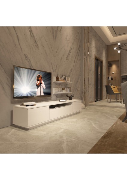 Trendstyle 4s Mdf Tv Ünitesi Tv Sehpası Parlak Beyaz