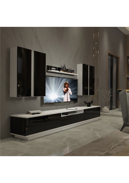 Trendstyle 8ds Slm Tv Ünitesi Tv Sehpası Beyaz Siyah