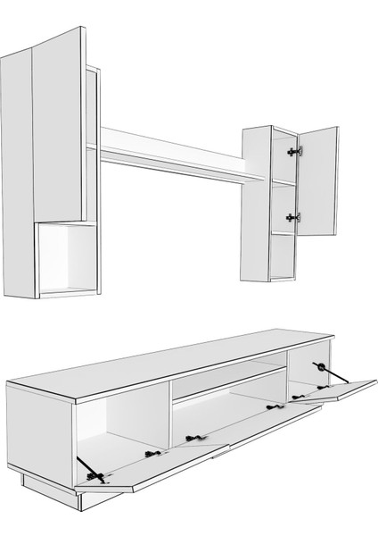 Trendstyle 5das Mdf Tv Ünitesi Tv Sehpası Ceviz Siyah Mermer fiyatları