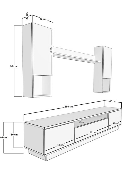 Trendstyle 5das Mdf Tv Ünitesi Tv Sehpası Ceviz Siyah Mermer modelleri