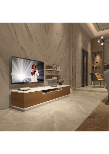 Trendstyle 4s Mdf Tv Ünitesi Tv Sehpası Beyaz Ceviz