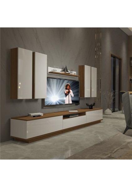 Trendstyle 8ds Slm Tv Ünitesi Tv Sehpası Ceviz Beyaz