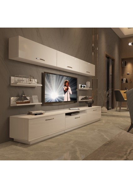 Trendstyle 8y Mdf Tv Ünitesi Tv Sehpası Parlak Beyaz