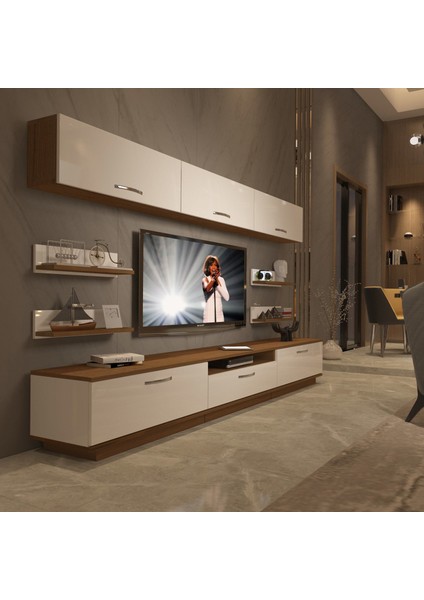 Trendstyle 8y Mdf Tv Ünitesi Tv Sehpası Ceviz Beyaz