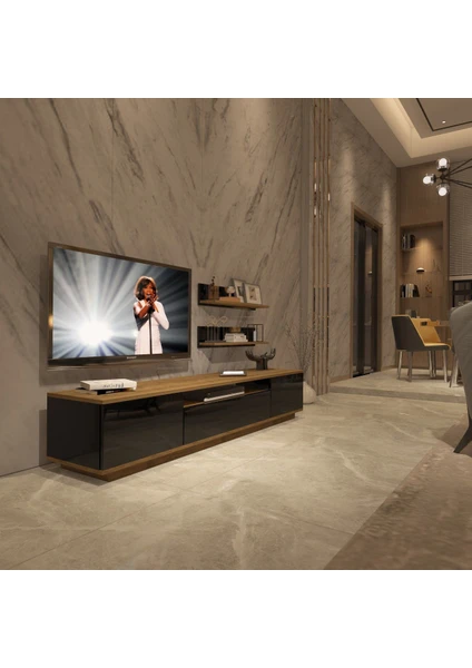 Trendstyle 4s Mdf Tv Ünitesi Tv Sehpası Pera Siyah