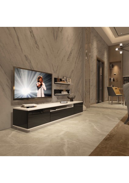 Trendstyle 4s Slm Tv Ünitesi Tv Sehpası Beyaz Siyah