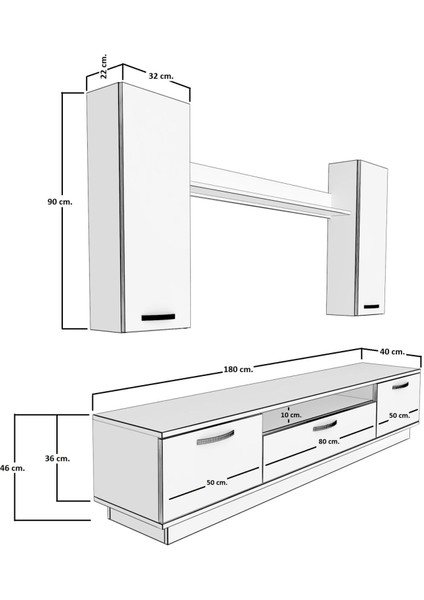 Trendstyle 5d Mdf Tv Ünitesi Tv Sehpası Naturel Pera modelleri