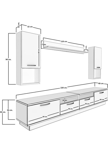 Trendstyle 5220DA Mdf Tv Ünitesi Tv Sehpası Beyaz Ceviz modelleri