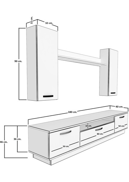 Trendstyle 5d Mdf Tv Ünitesi Tv Sehpası Pera Siyah