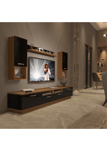 Trendstyle 5220DA Mdf Tv Ünitesi Tv Sehpası Ceviz Siyah