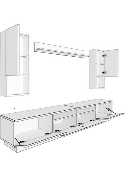 Trendstyle 5220DA Mdf Tv Ünitesi Tv Sehpası Pera Siyah Mermer