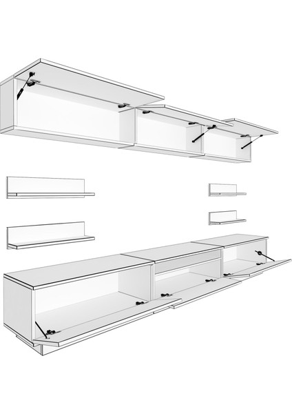 Trendstyle 8ys Mdf Tv Ünitesi Tv Sehpası Ceviz Siyah Mermer fiyatları