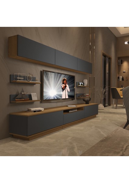 Trendstyle 8ys Mdf Tv Ünitesi Tv Sehpası Pera Antrasit