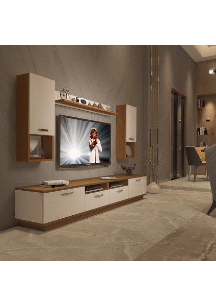 Trendstyle 5220DA Slm Tv Ünitesi Tv Sehpası Ceviz Beyaz