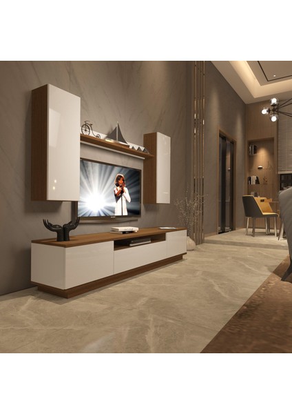 Trendstyle 5ds Mdf Tv Ünitesi Tv Sehpası Ceviz Beyaz