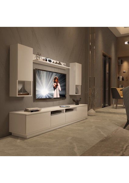 Trendstyle 5220DAS Mdf Tv Ünitesi Tv Sehpası Parlak Beyaz