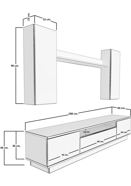 Trendstyle 5ds Mdf Tv Ünitesi Tv Sehpası Ceviz Siyah modelleri