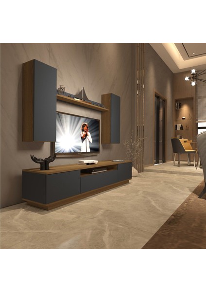 Trendstyle 5ds Mdf Tv Ünitesi Tv Sehpası Pera Antrasit
