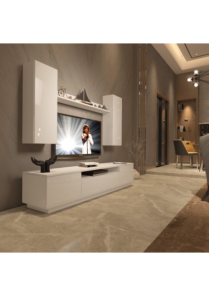 Trendstyle 5ds Slm Tv Ünitesi Tv Sehpası Parlak Beyaz