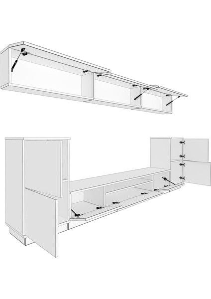 Trendstyle 9 Mdf Tv Ünitesi Tv Sehpası Beyaz Antrasit