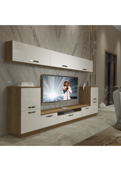Trendstyle 9 Mdf Tv Ünitesi Tv Sehpası Pera Beyaz