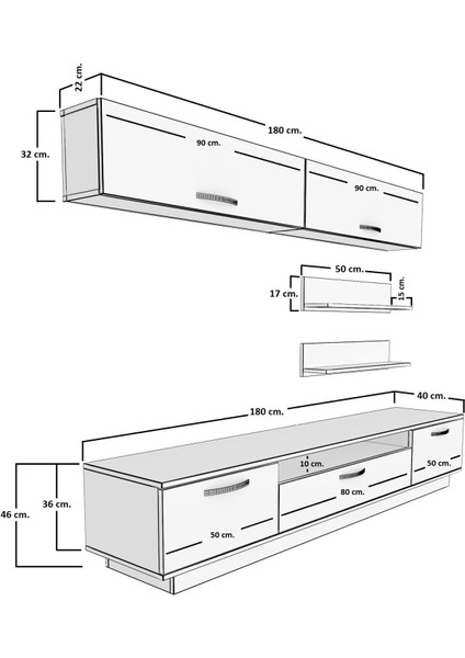Trendstyle 5 Mdf Tv Ünitesi Tv Sehpası Ceviz Siyah Mermer modelleri