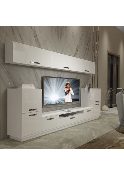 Trendstyle 9 Slm Tv Ünitesi Tv Sehpası Parlak Beyaz
