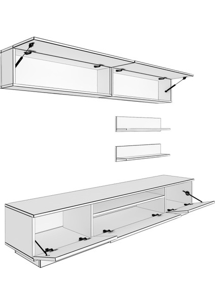 Trendstyle 5 Mdf Tv Ünitesi Tv Sehpası Pera Siyah Mermer