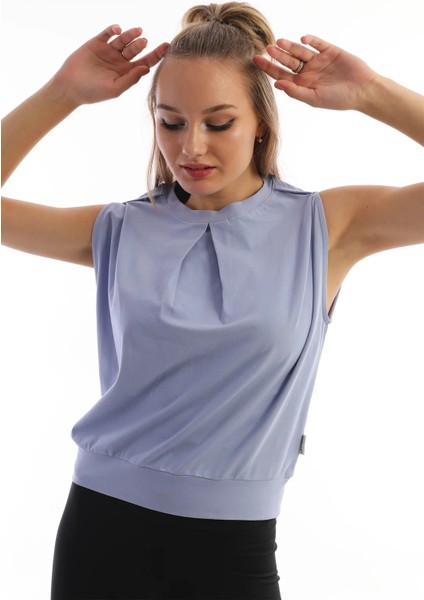 Lila Kolsuz Pili Detaylı Bluz modelleri