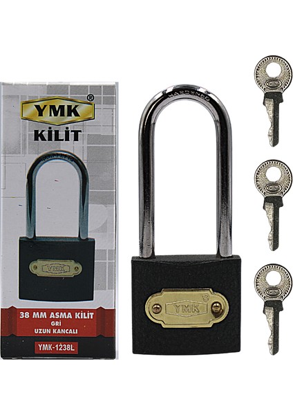 Ymk Kancalı Asma Kilit Uzun Gri 1 Paket ( 6 Adet ) 38 mm