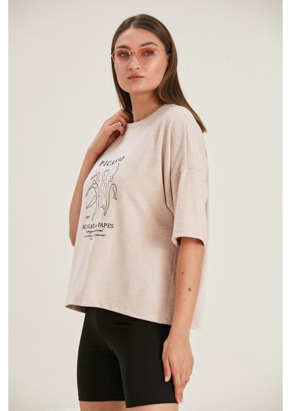 Oversize Baskılı T-Shirt (B22-32000)