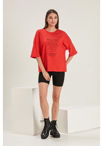 Oversize Baskılı T-Shirt (B22-32000)