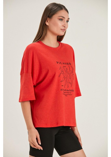 Oversize Baskılı T-Shirt (B22-32000)