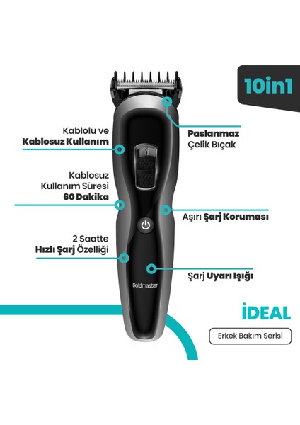 GM-9117 Ideal 10 In 1 Erkek Bakım Kiti