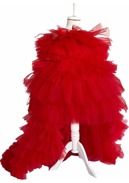 Red Crinoline Kırmızı Tütü Kız Çocuk Abiye, Özel Gün, Yılbaşı, Nedime, Christmas Dress