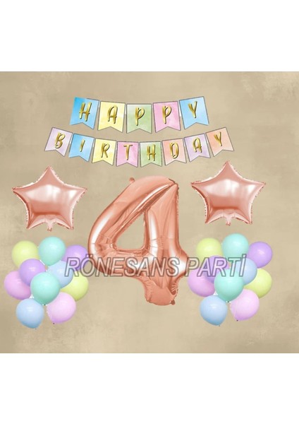 Rose Gold Yıldız Folyo Balon Seti 4 Yaş