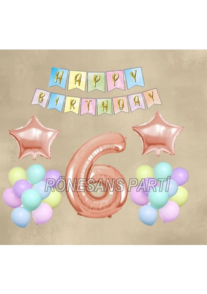 Rose Gold Yıldız Folyo Balon Seti 6 Yaş