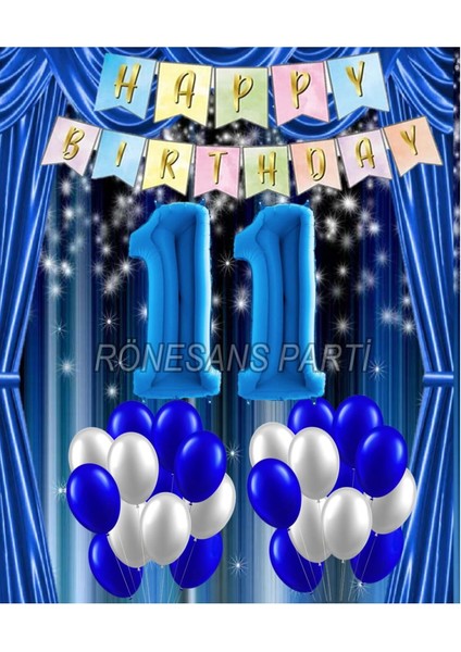 Mavi Renk Yıldız Folyo Balon Seti 11 Yaş