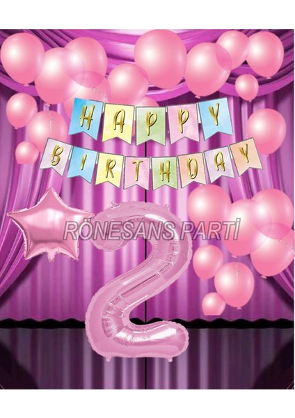 Pembe Renk Yıldız Folyo Balon Seti 2 Yaş