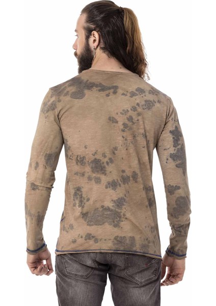 CL517 V Yaka Vintage Kahverengi Sweatshirt modelleri