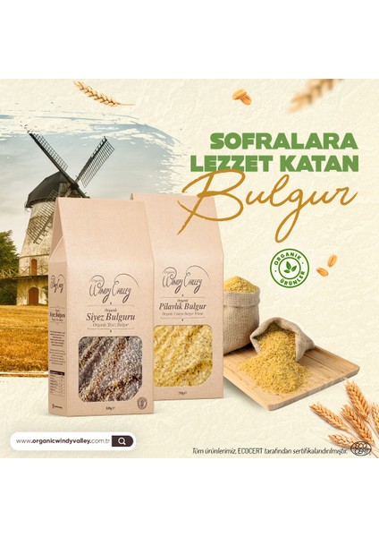 Organic Windy Valley Organik Pilavlık Bulgur Yerli Ürün  (750gr)