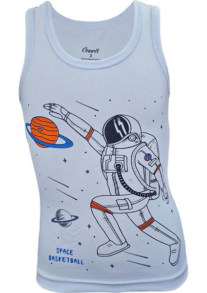 5'li Erkek Çocuk Astronot Desenli Renkli Atlet