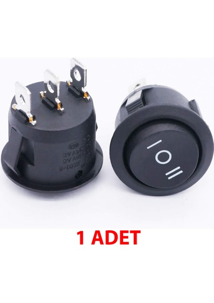 Roba Yuvarlak 3 Pin Anahtar Rocker Switch Mini Buton Siyah 3 Durumlu