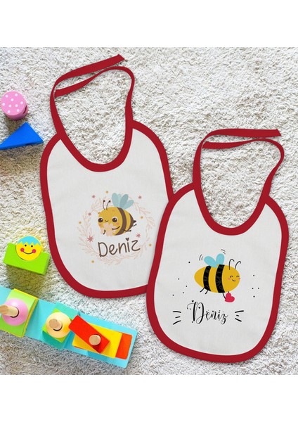 Kids Kişiye Özel Isimli 2’li Kırmızı Mama Önlüğü-7 fiyatları