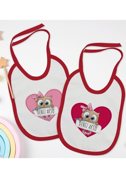 Kids Kişiye Özel Isimli 2’li Kırmızı Mama Önlüğü-17