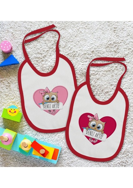 Kids Kişiye Özel Isimli 2’li Kırmızı Mama Önlüğü-17 fiyatları