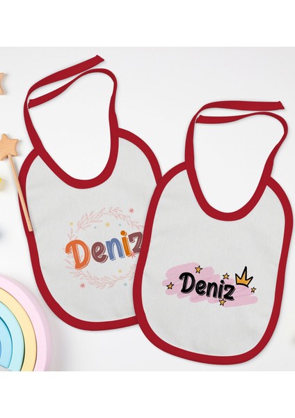 Kids Kişiye Özel Isimli 2’li Kırmızı Mama Önlüğü-15