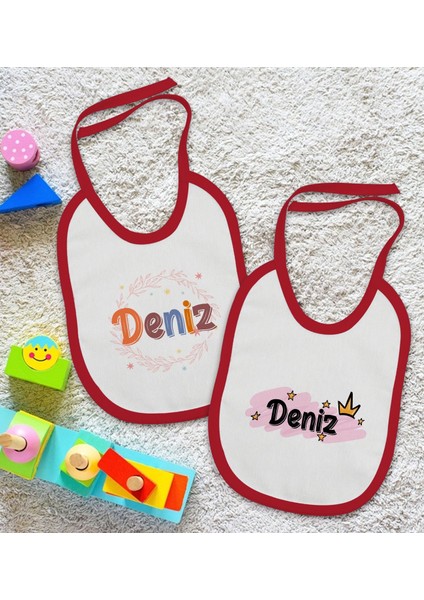 Kids Kişiye Özel Isimli 2’li Kırmızı Mama Önlüğü-15 fiyatları