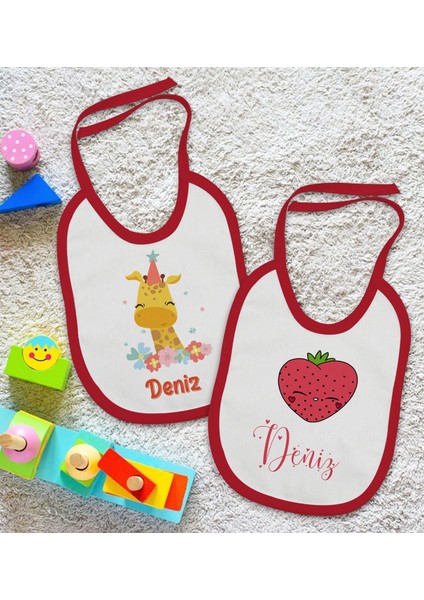 Kids Kişiye Özel Isimli 2’li Kırmızı Mama Önlüğü-13 fiyatları